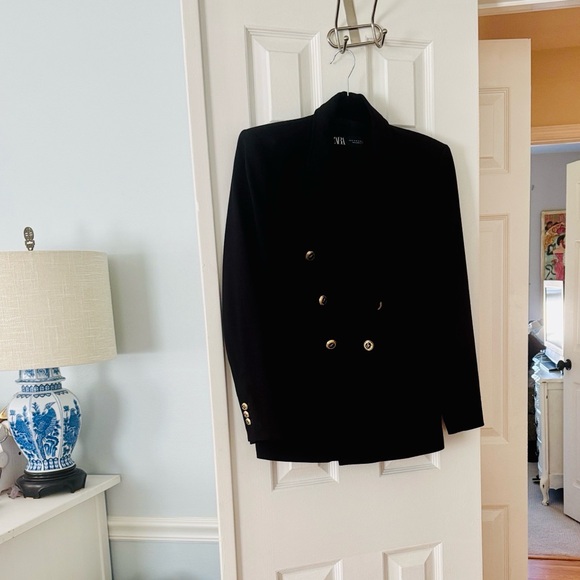 Zara Classic Double Breasted Gold Button Blazer - Picture 4 of 8